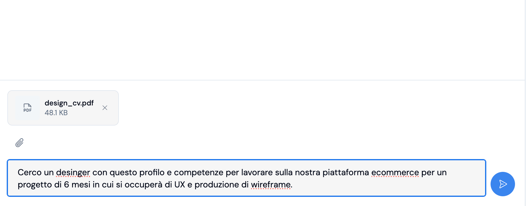 Nuovo flusso: upload di un PDF direttamente nel messaggio